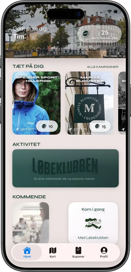 The app home screen with balance